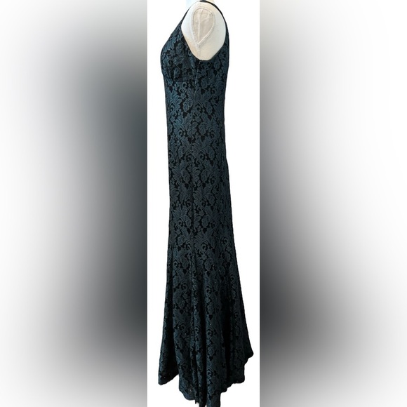 R&M Richards | Glitter Lace Mermaid Halter Gown (10) - Picture 4 of 13